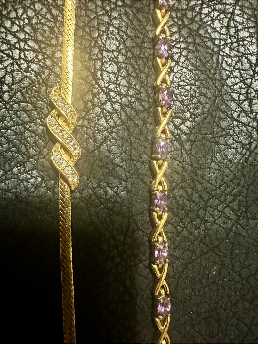 Gold-Tone Bracelet with Purple Stone Accents